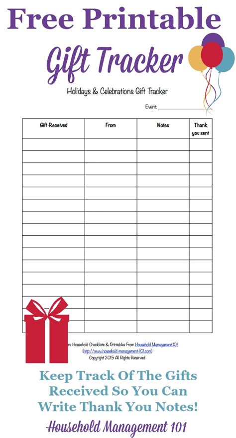 Printable Gift Tracker